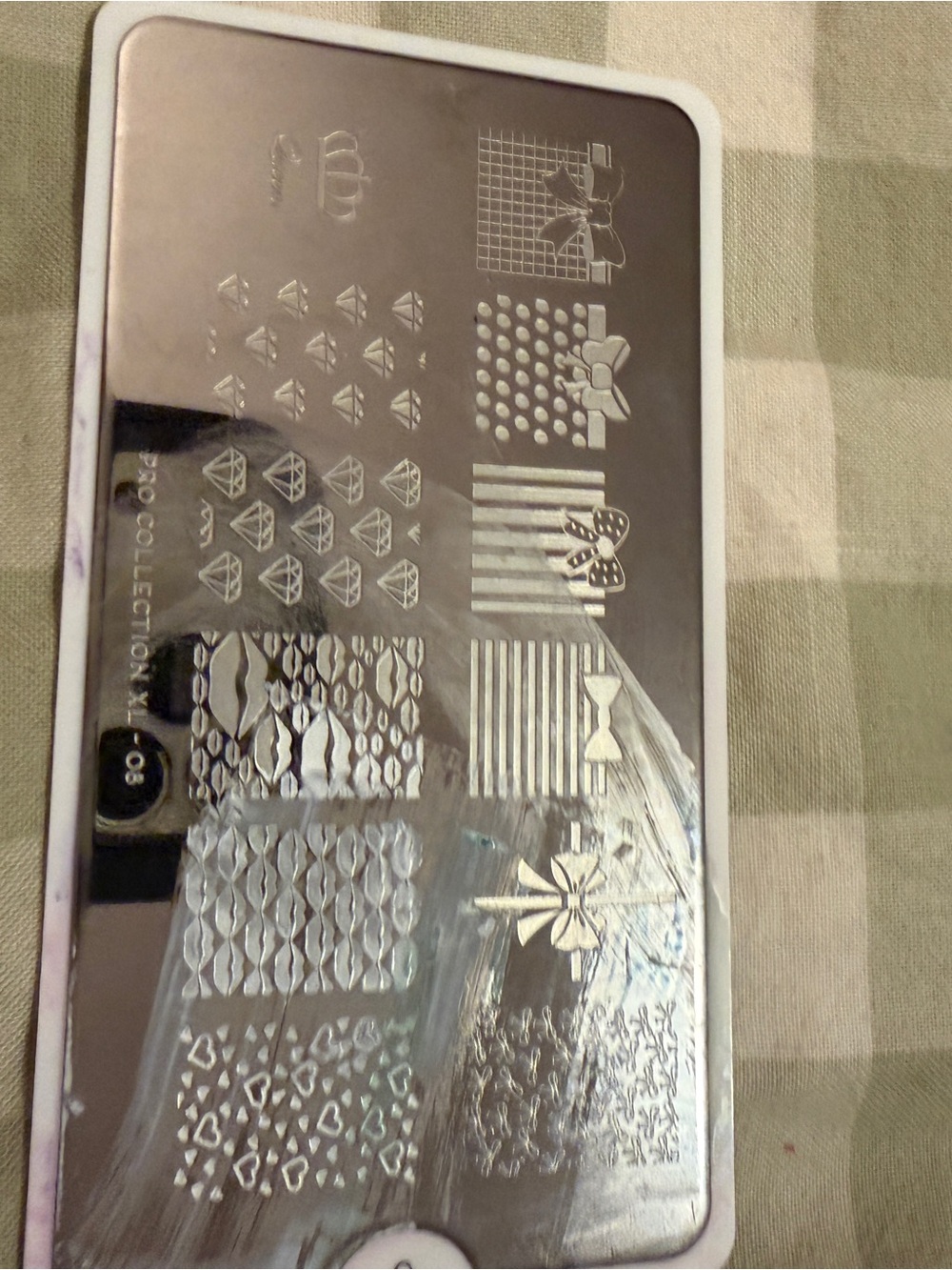Rectangular Nail Stamping Plate with Various Pattern Designs - Silver